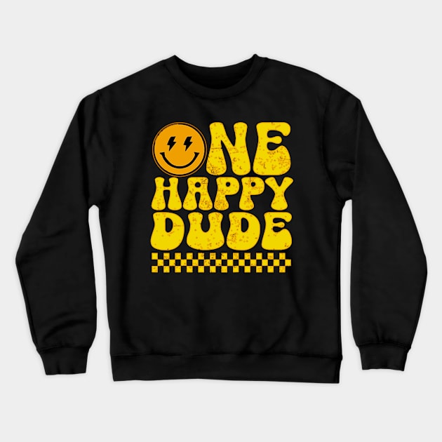 Kids One Happy Dude 1st Birthday Family Matching Crewneck Sweatshirt by masterpiecesai